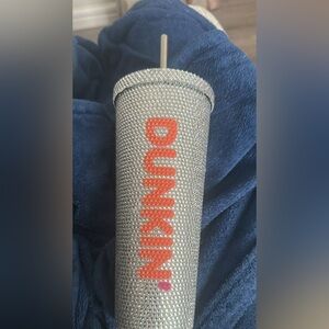 Dunkin® Silver Crystal Tumbler with Pink Logo